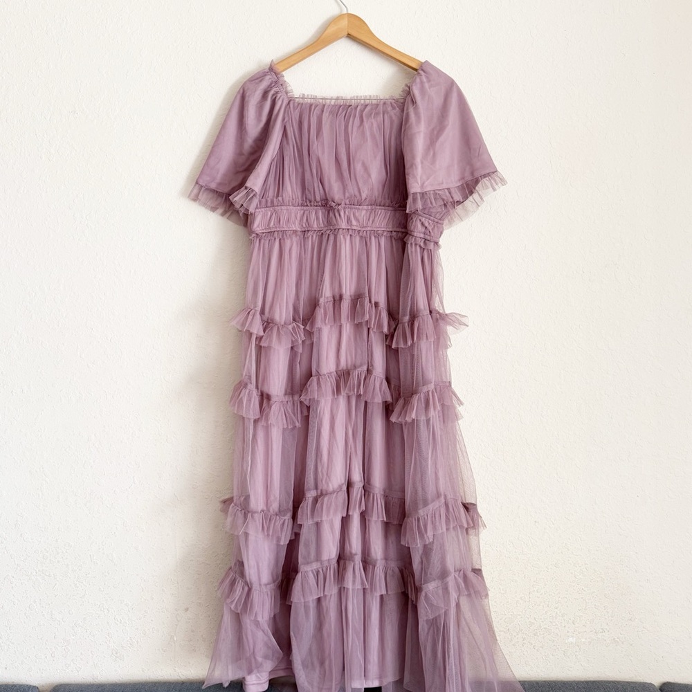 Baltic Born Magdalena Tulle Dusty Orchid Maxi Dress Size Medium - Picture 8 of 8